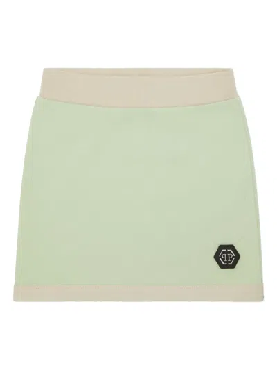 Philipp Plein Kids' Logo-appliqué Mini Skirt In Green