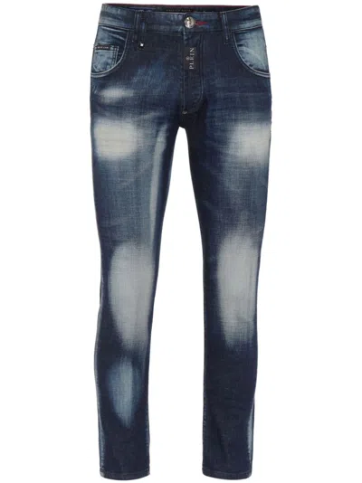 Philipp Plein Logo-appliqué Skinny Jeans In Blue