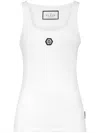 Philipp Plein Logo-appliquéd Cotton Tank Top In "01 White"