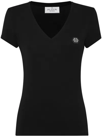 Philipp Plein T-shirt V-neck Sexy Pure Fit Hexagon In Black