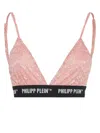 Philipp Plein Logo-band Lace Triangle Bra In Pink