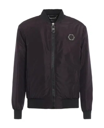 Philipp Plein Logo Baseball Jacket In Black