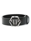 Philipp Plein Hexagonal Logo-buckle Belt In Black