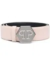 Philipp Plein Logo-buckle Leather Belt In Neutrals