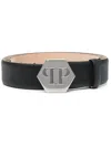 Philipp Plein Logo-buckle Leather Belt In Schwarz
