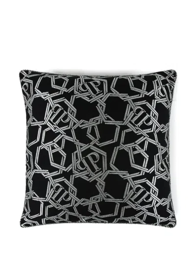 Philipp Plein Logo-chain Square Cushion In Black