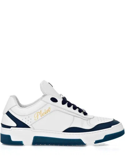 Philipp Plein Logo-debossed Leather Sneakers In White