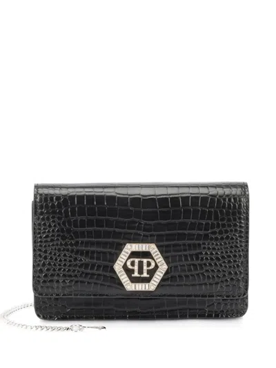 Philipp Plein Logo-detail Chain-strap Clutch Bag In Black