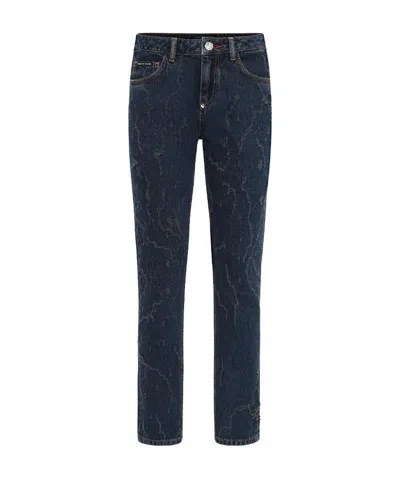 Philipp Plein Logo Detail Jeans In Black
