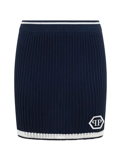 Philipp Plein Logo-detail Mini Skirt In Blue