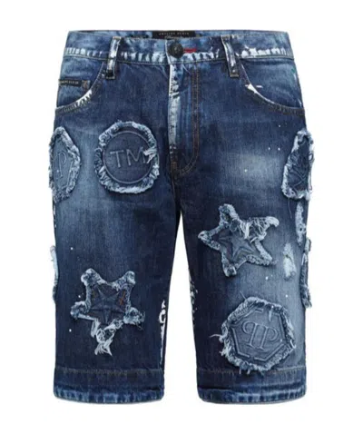 Philipp Plein Logo Detail Shorts In Blue