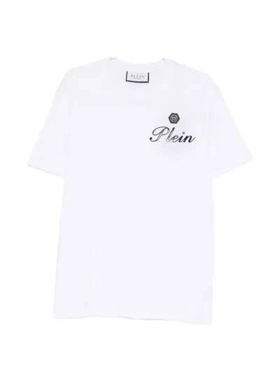 Philipp Plein Cotton Crew Neck Short Sleeve T Shirt In White