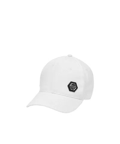 Philipp Plein Logo Details Baseball Hat In White