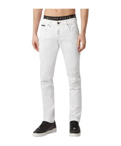 Philipp Plein Logo Details Denim Pants In White