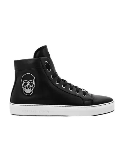 Philipp Plein Logo Details High-top Casual Sneakers In Black