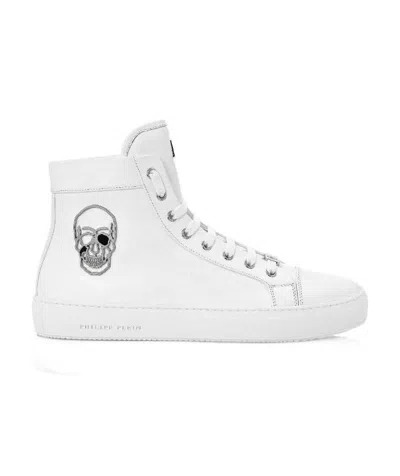Philipp Plein Logo Details High-top Casual Sneakers In White