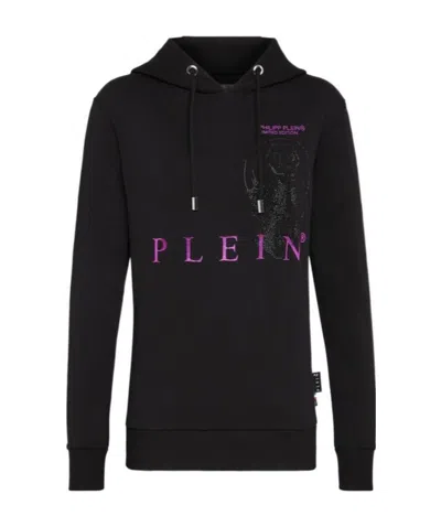 Philipp Plein Logo Details Hooded Hoodie In Black