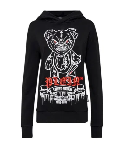 Philipp Plein Logo Details Hooded Hoodie In Black