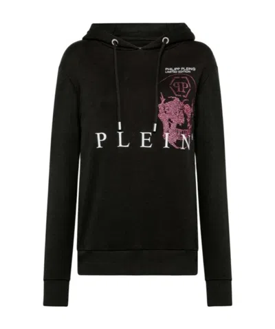 Philipp Plein Logo Details Hooded Hoodie In Black