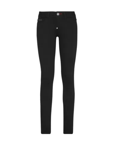 Philipp Plein Denim Super High Waist Jegging Iconic Plein In Black