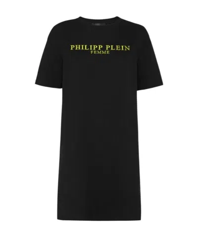 Philipp Plein Logo Details T-shirt Dress In Black