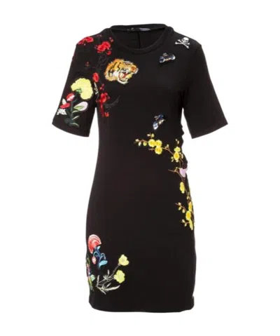 Philipp Plein Logo Details T-shirt Dress In Black
