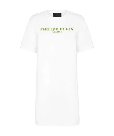 Philipp Plein Logo Details T-shirt Dress In White