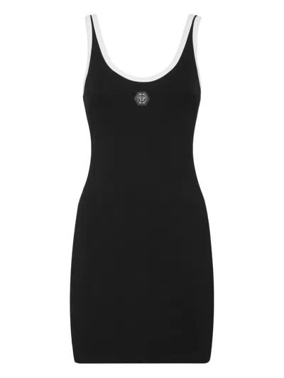 Philipp Plein Logo Dress In Schwarz