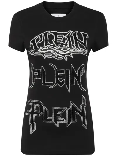 Philipp Plein Logo-embellished Cotton T-shirt In Black