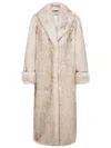 Philipp Plein Logo-embellished Faux-fur Coat In Neutrals