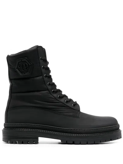 Philipp Plein Logo-embossed Ankle Boots In Black