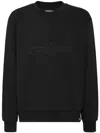 Philipp Plein Logo-embossed Cotton Sweatshirt In Black