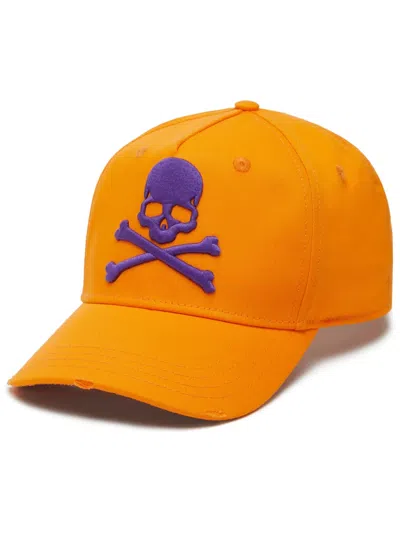 Philipp Plein Logo-embroidered Cotton Cap In Orange