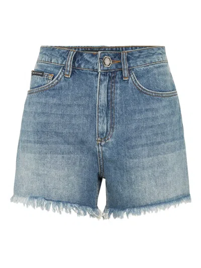 Philipp Plein Logo-embroidered Denim Shorts