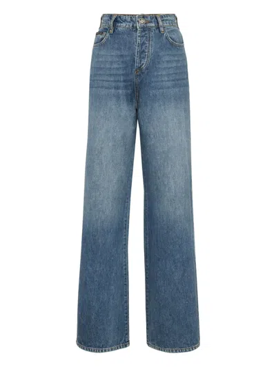 Philipp Plein Logo-embroidered Jeans In Blue