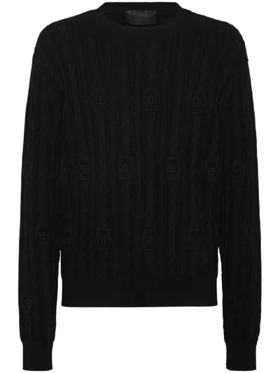 Philipp Plein Logo-embroidered Jumper In Black