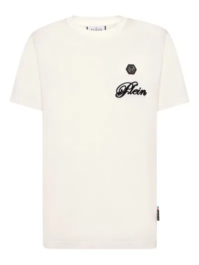 Philipp Plein Logo-embroidered T-shirt In White