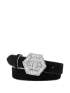 Philipp Plein Logo-engraved Buckle Belt In Black