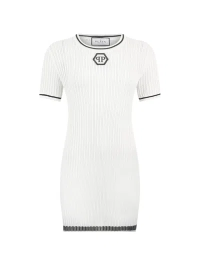 Philipp Plein Logo-hexagon Mini Dress In White