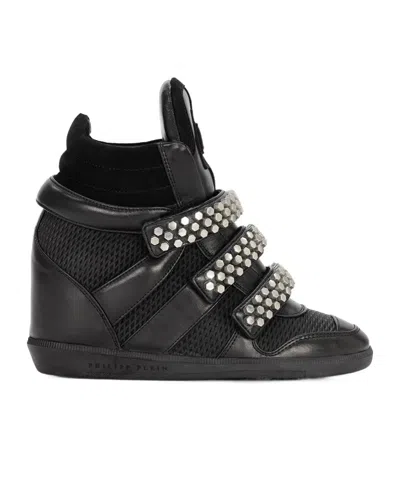 Philipp Plein Logo High-top Casual Shoes In Black