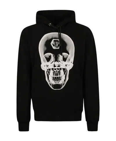 Philipp Plein Logo Hooded Sweater In Black