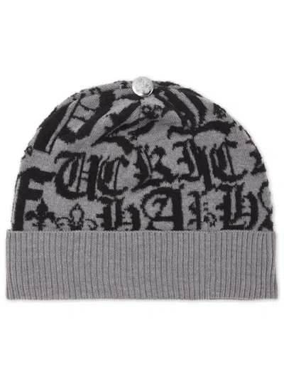 Philipp Plein Logo-jacquard Wool Beanie In Grey