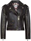 Philipp Plein Logo-lettering Leather Biker Jacket In 黑色