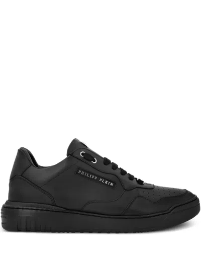 Philipp Plein Logo-lettering Leather Sneakers In Black