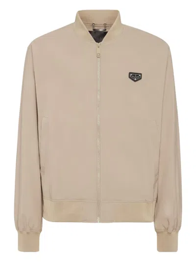 Philipp Plein Logo-patch Bomber Jacket In Neutral