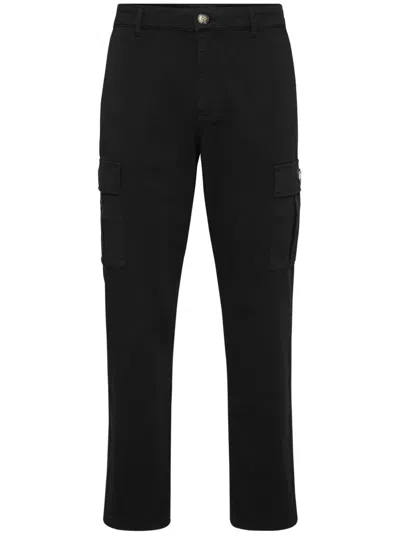 Philipp Plein Logo Patch Cargo Trousers In Black
