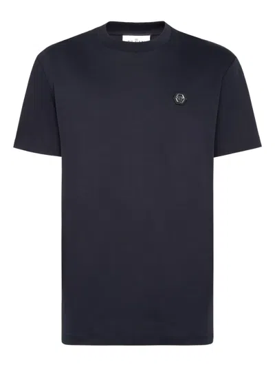 Philipp Plein Logo-patch Cotton T-shirt In Blue
