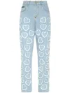 Philipp Plein Logo-patch Cotton Tapered Jeans In Blue