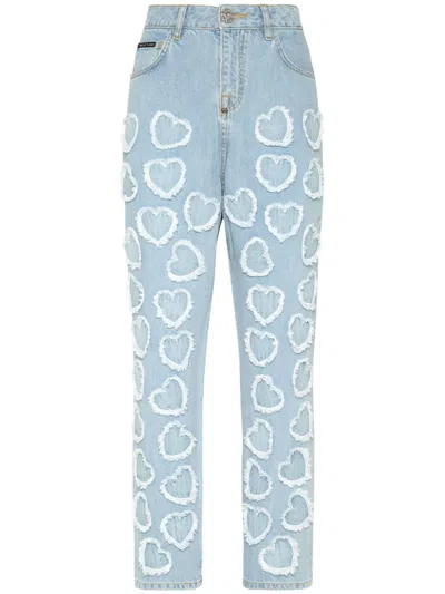 Philipp Plein Logo-patch Cotton Tapered Jeans In Blue