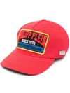 Philipp Plein Logo-patch Distressed Cotton Baseball Cap In Rot
